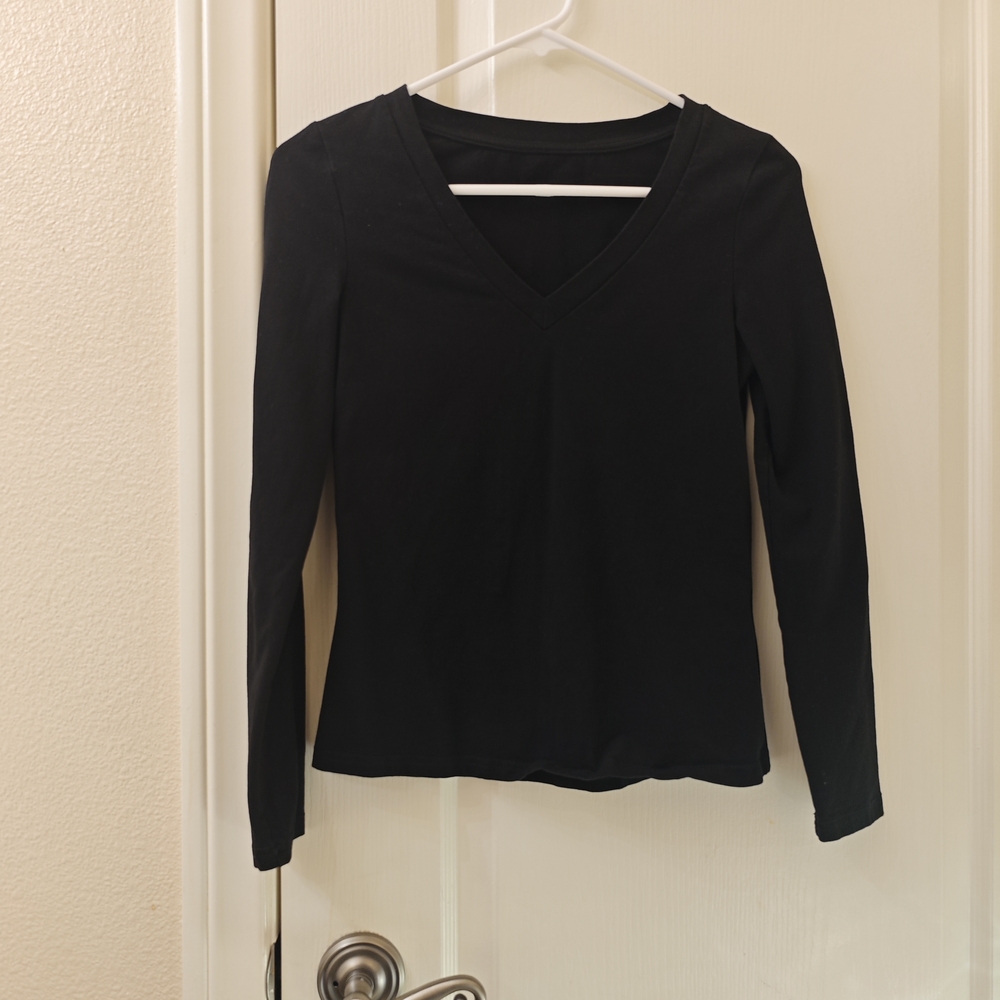 Classic Black V-Neck Women's Top